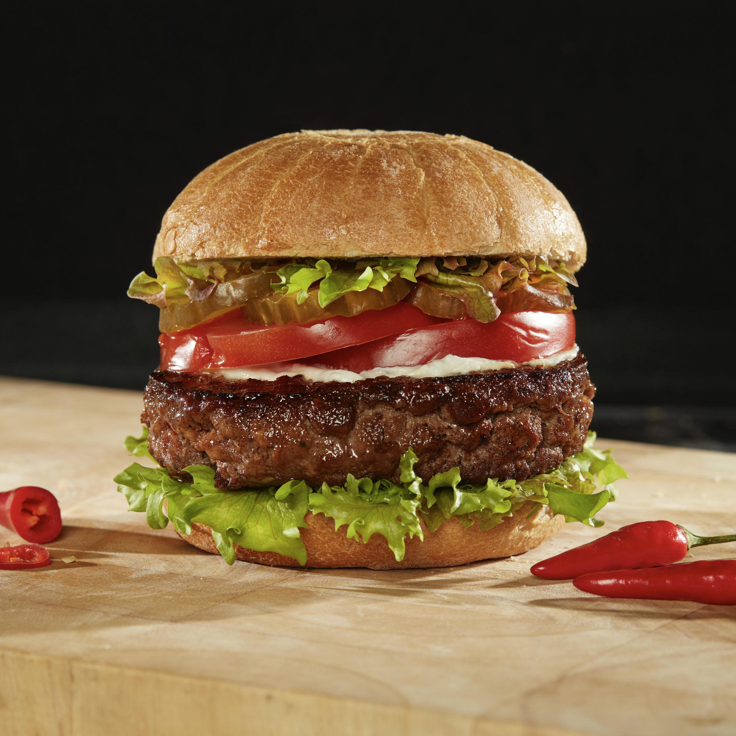Hamburger styling voor verpakkingsfoto